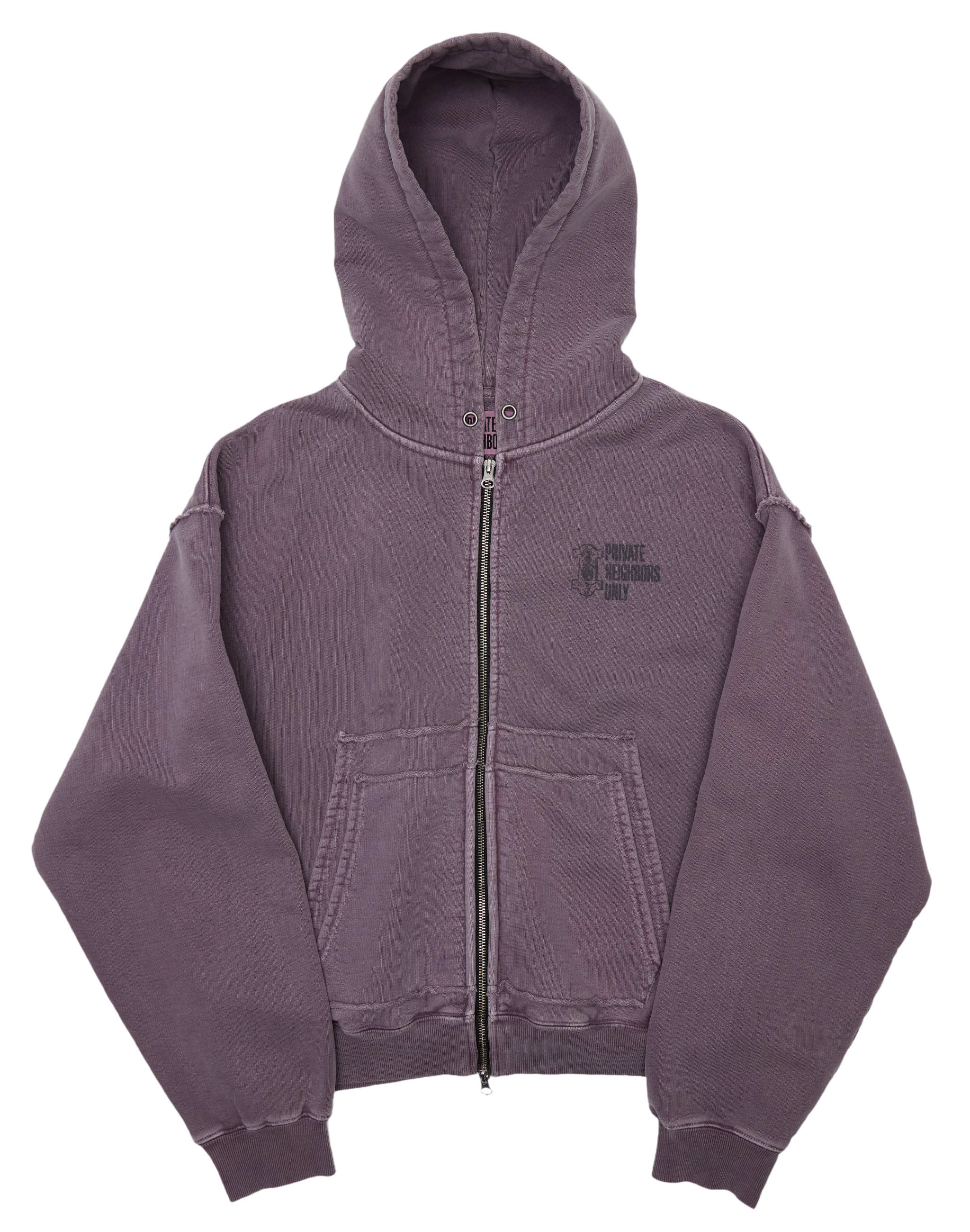 Master Key Crop Zip Hoodie(Pigment Dyed)-Ash Purple