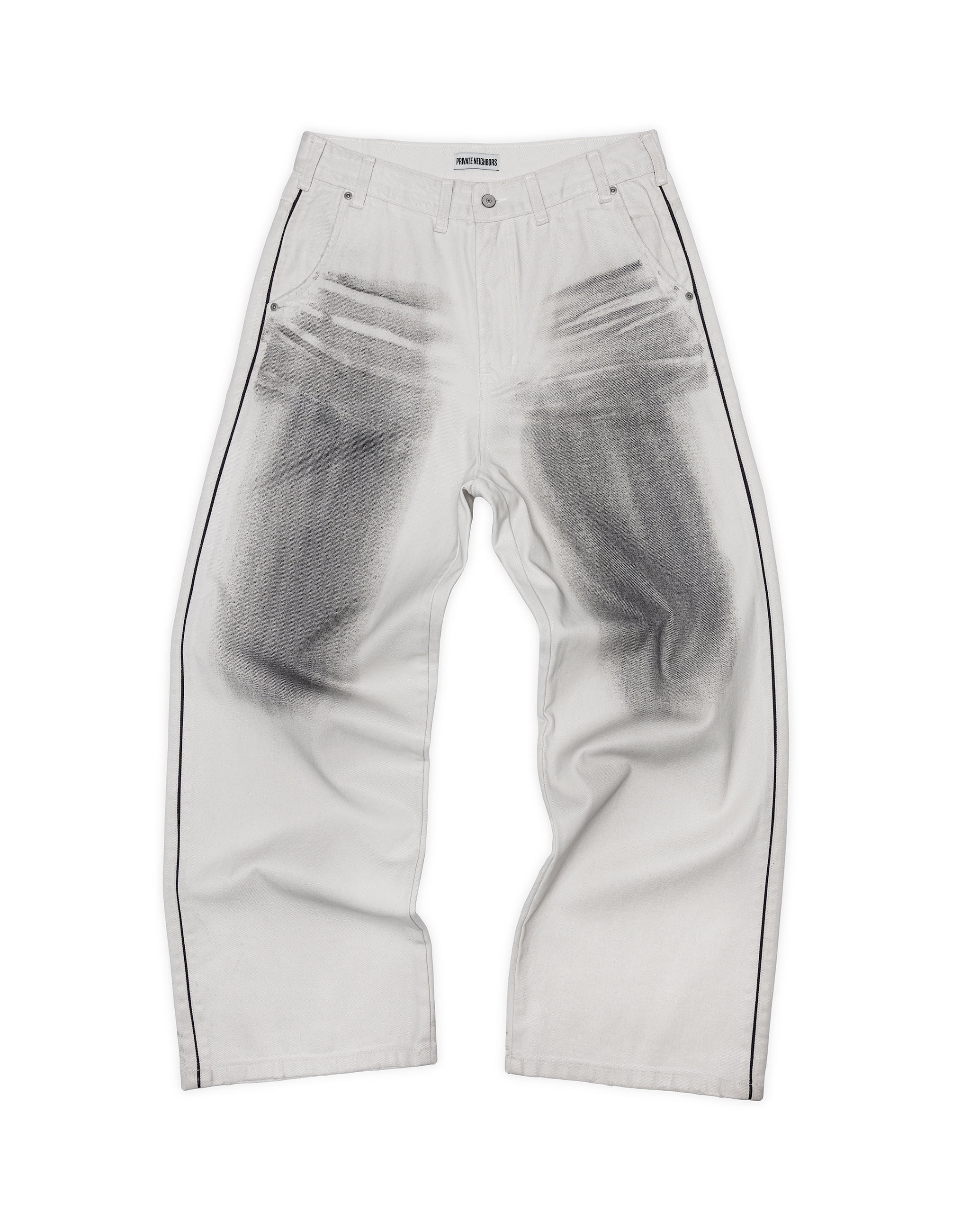 Glossy Wide Jeans(Dirty Washed)-Dusty White