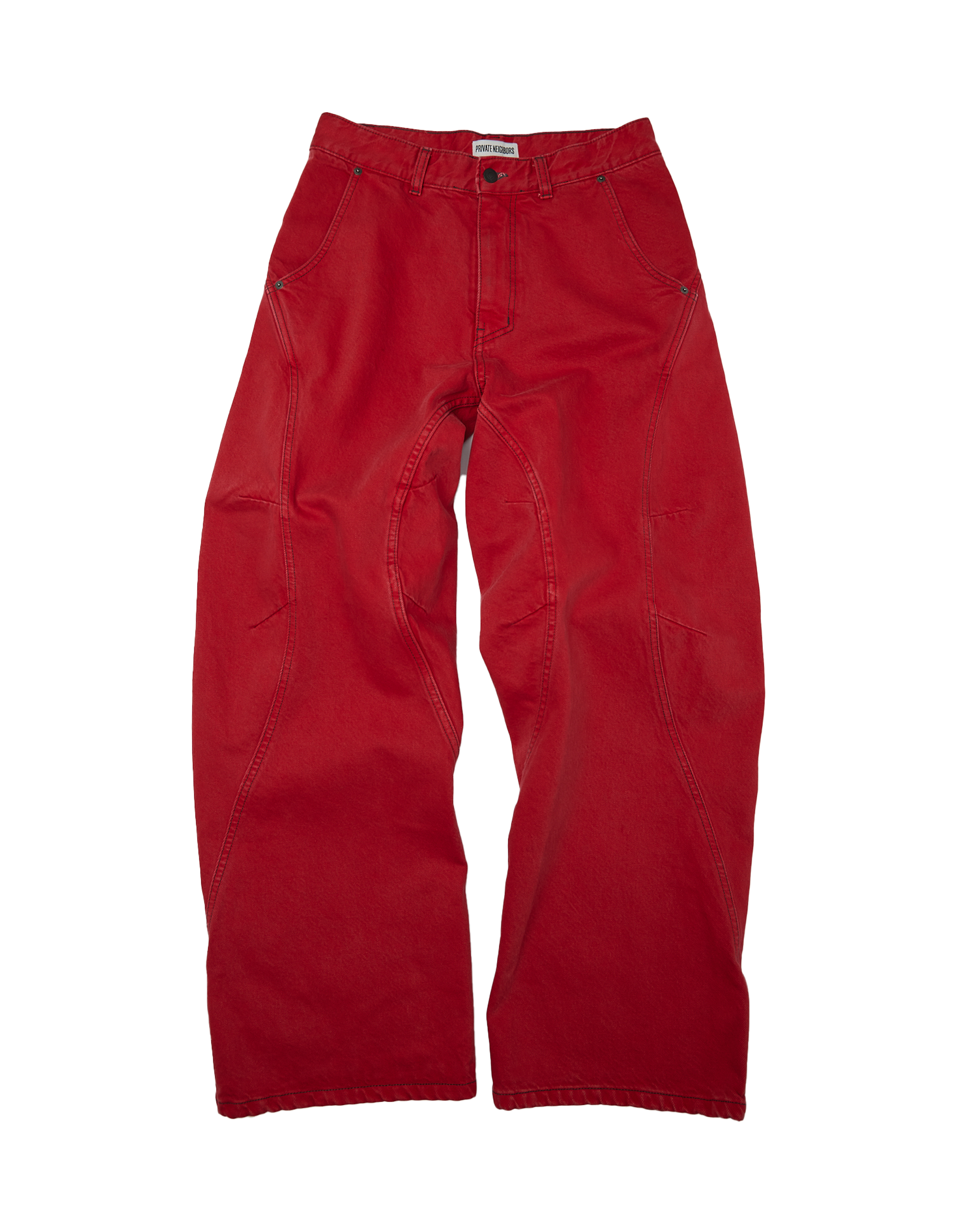 Engineered Jeans(Garment Dyed)-Red